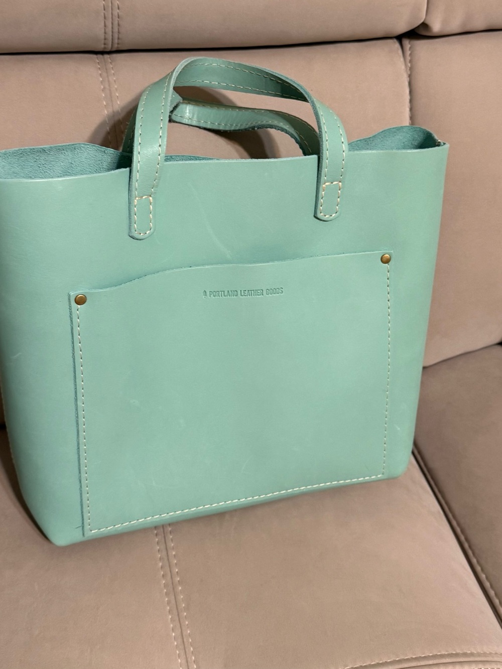 Portland Leather Mint Green Leather Tote